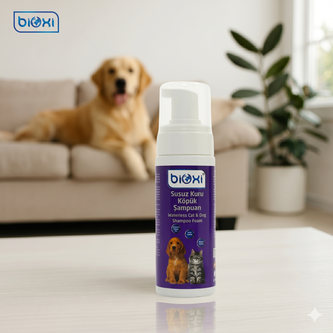 Bioxi® Susuz Kuru Köpük Şampuan x2 - Kedi ve Köpekler İçin Tüy Bakım Ürünü (150 ML)