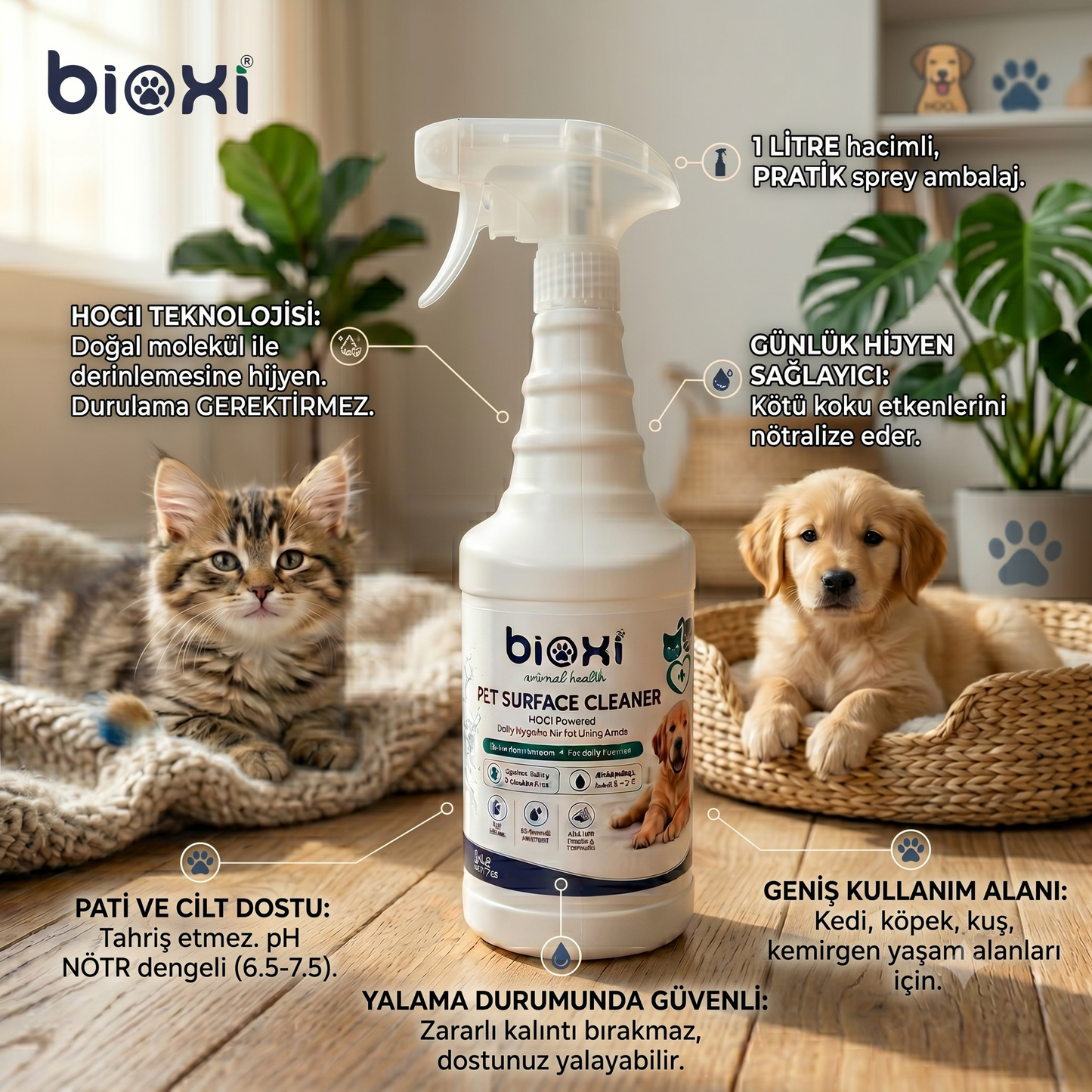 Bioxi HOCL Bazlı Patili Yüzey Temizleyici x 2adet