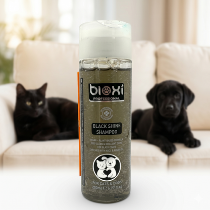 Bioxi® Black Shine Shampoo  – Koyu Renkli Kedi ve Köpekler İçin Derin Parlaklık Bakım Şampuanı