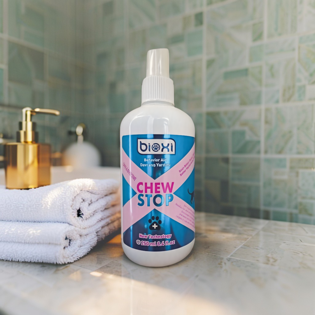 Bioxi® Chew Stop 250 ml – Evcil Hayvanlar İçin Isırma ve Kaşınmayı Önleyici Sprey