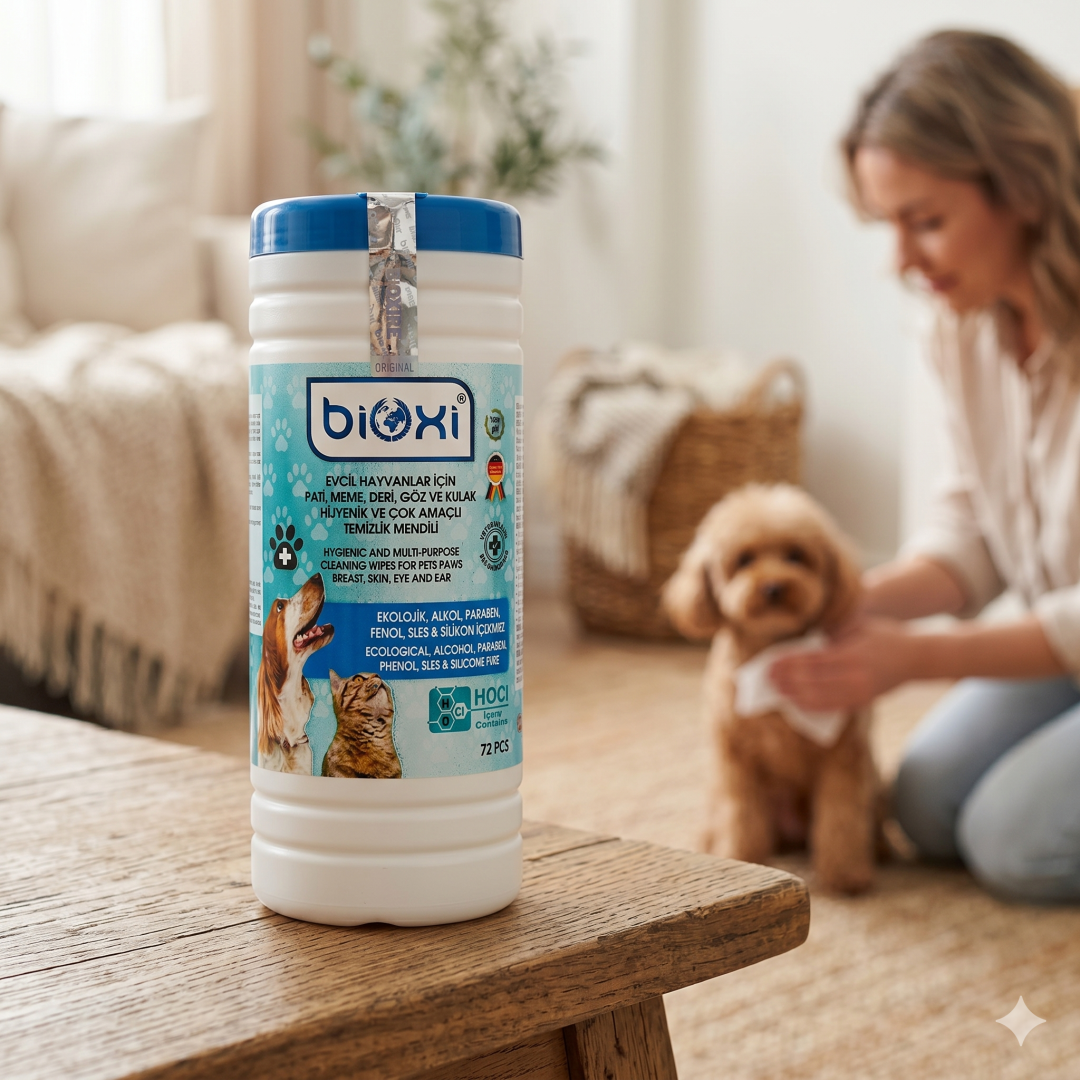 Bioxi® Evcil Hayvanlar İçin Hijyenik ve Çok Amaçlı Temizleme Silindir Kova Mendil