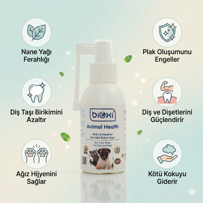 Bioxi® Kedi ve Köpekler İçin Ağız Bakım Suyu 100 ml - Taze Nefes ve Sağlıklı Dişler İçin Doğal Çözüm