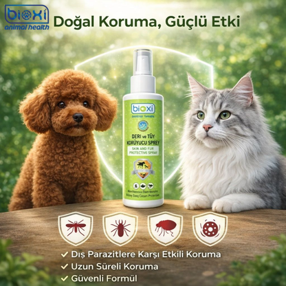 Bioxi® Deri ve Tüy Koruyucu Sprey 200 ml – Evcil Hayvanlar İçin Bakım ve Koruma
