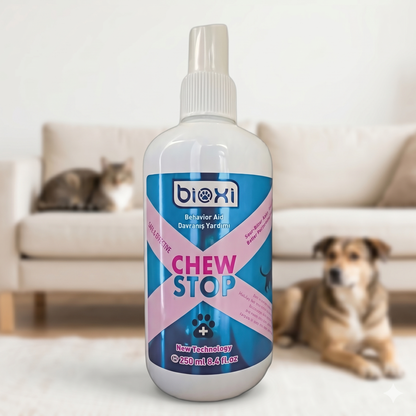 Bioxi® Chew Stop 250 ml – Evcil Hayvanlar İçin Isırma ve Kaşınmayı Önleyici Sprey