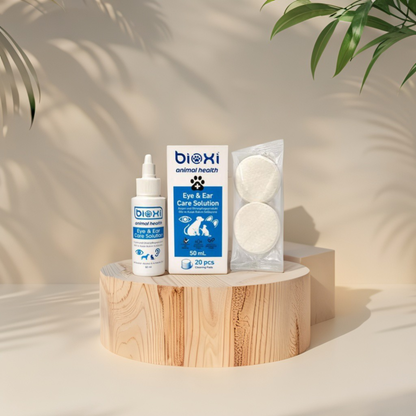Bioxi® Evcil Hayvanlar İçin Göz ve Kulak Bakım Solüsyonu 50 ml - 20 Adet Silme Mendili
