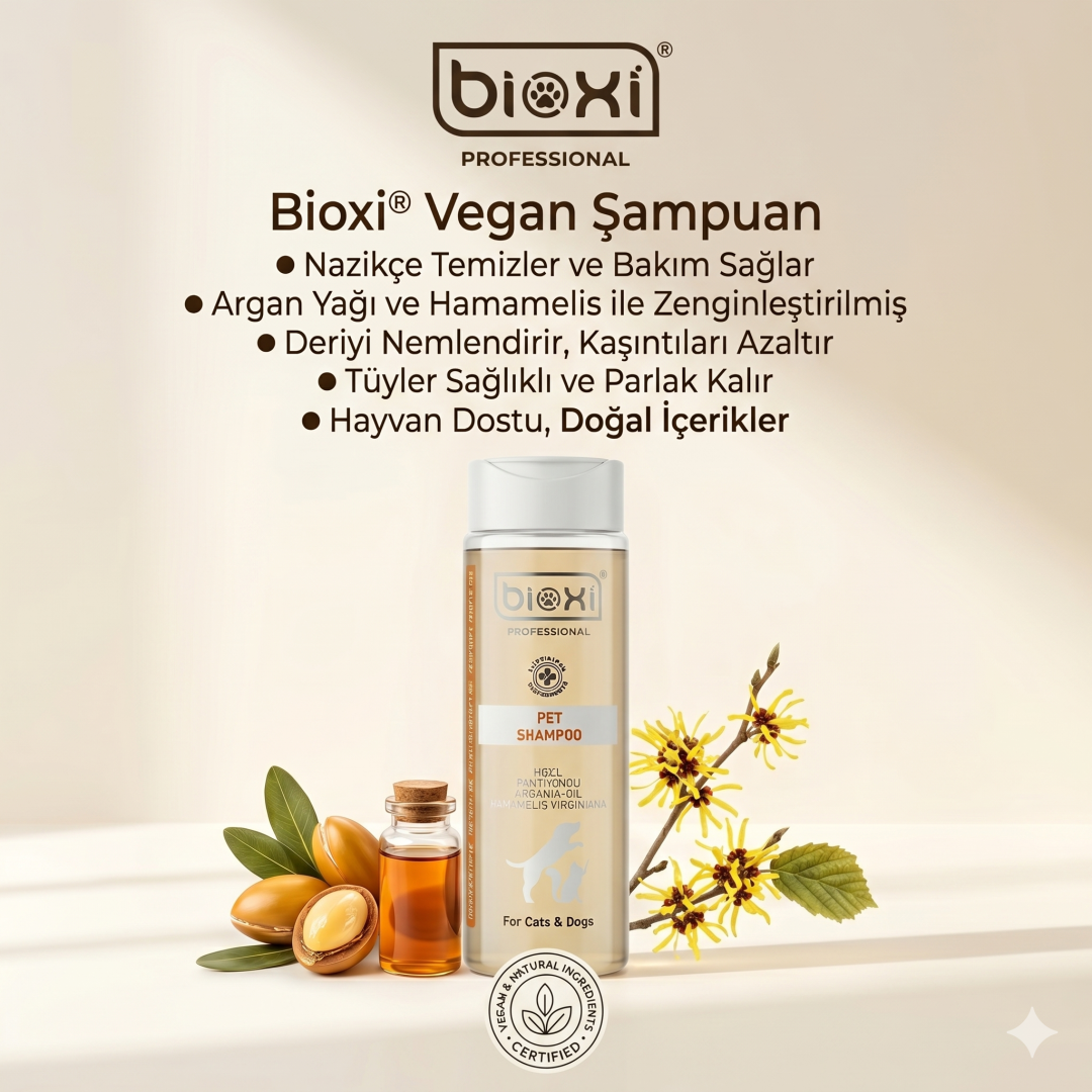 Bioxi® Vegan Kedi ve Köpek Şampuanı - Doğal Bakım ve Parlak Tüyler İçin