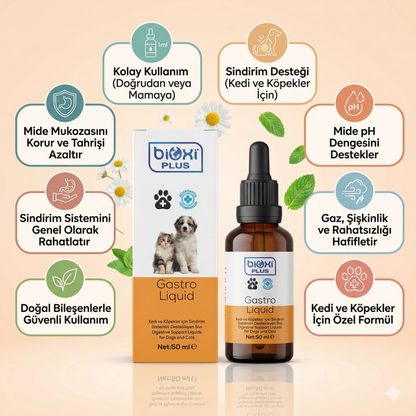 Bioxi® Plus Gastro Liquid 50 ml – Kediler ve Köpekler İçin Sindirim Destekleyici Takviye