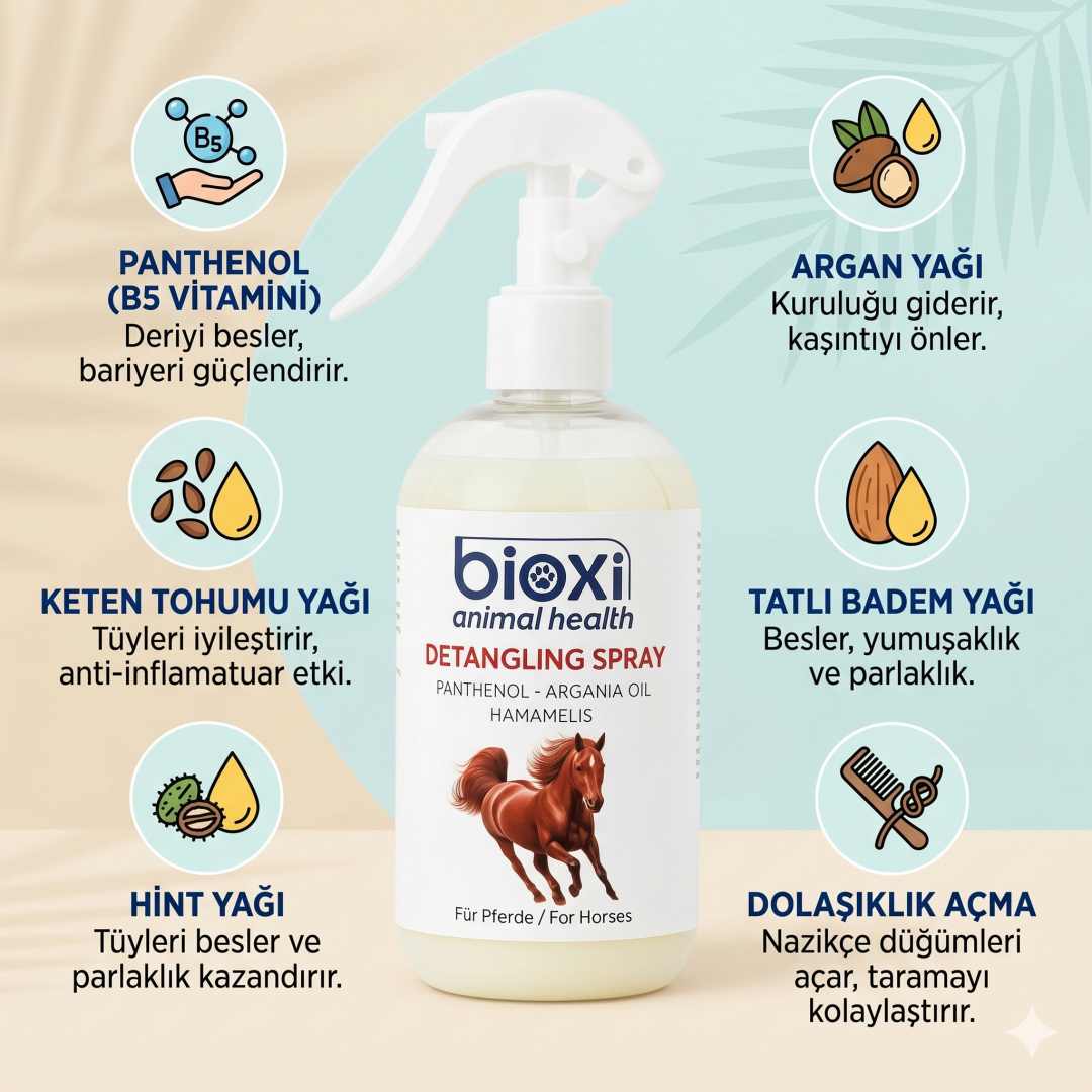 Bioxi® At Dolaşıklık Açıcı Sprey 250 ML - Atlar İçin Yele ve Kuyruk Bakım Ürünü