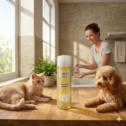 Bioxi® White Pure Shampoo – Beyaz ve Açık Renk Tüylü Kedi ve Köpekler İçin Bakım Şampuanı