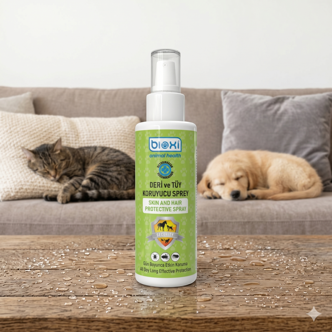 Bioxi® Deri ve Tüy Koruyucu Sprey 200 ml – Evcil Hayvanlar İçin Bakım ve Koruma