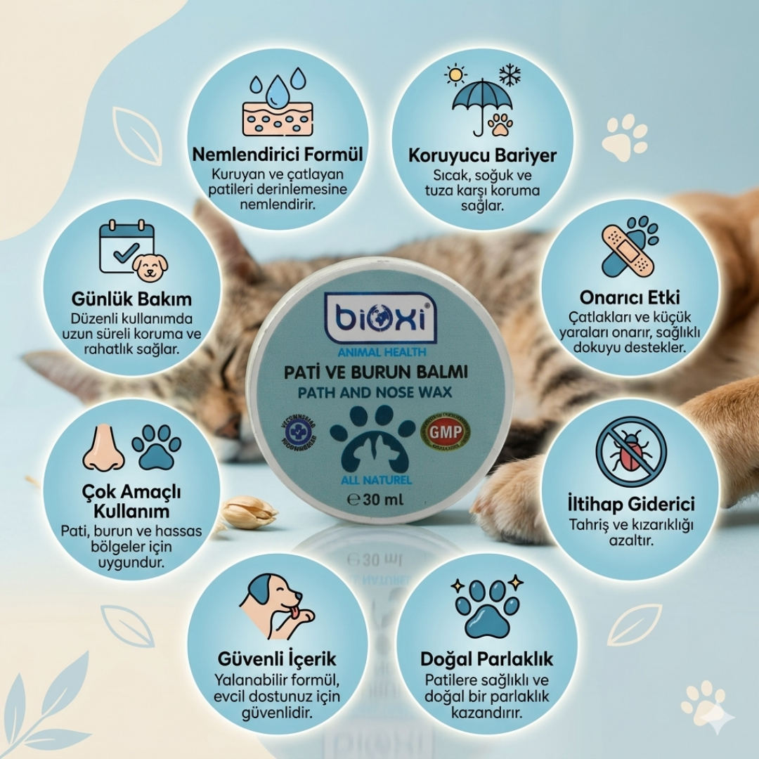 Bioxi® Pati ve Burun Balmı 30 ml- Evcil Hayvanlar İçin Besleyici ve Koruyucu Bakım Ürünü