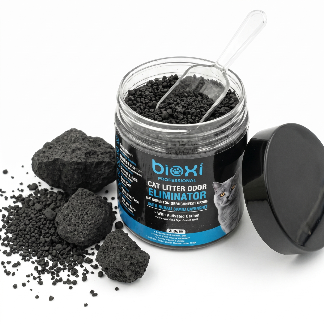 Bioxi® Aktif Karbon Kedi Kumu Koku Giderici 250 gr – Doğal Aktif Karbon Granül Koku Önleyici