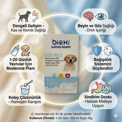 Bioxi® Plus Babydog Milk - Yavru Köpekler İçin Doğumdan Sütten Kesilmeye Kadar Olan Dönemde Tamamlayıcı Yem