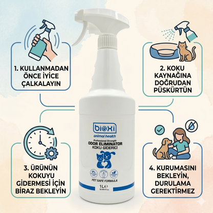 Bioxi® Evcil Hayvanlar için Odor Koku Giderici  - %100 Doğal ve Güvenli Kullanım