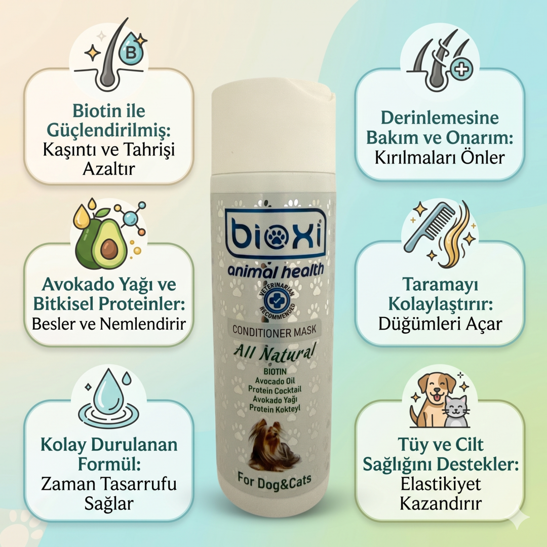 Bioxi® Animal Health Conditioner Mask  – Tüy ve Deri Bakım Maskesi Avocado & Protein Cocktail