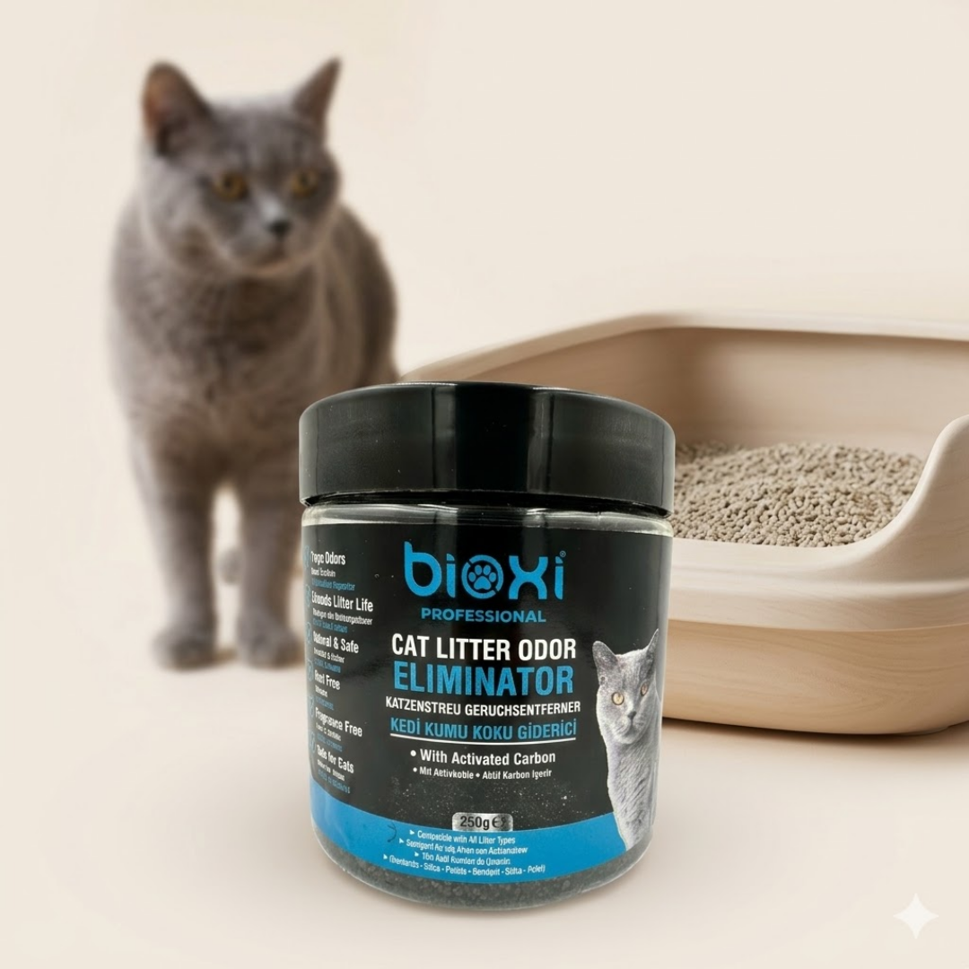 Bioxi® Aktif Karbon Kedi Kumu Koku Giderici 250 gr – Doğal Aktif Karbon Granül Koku Önleyici