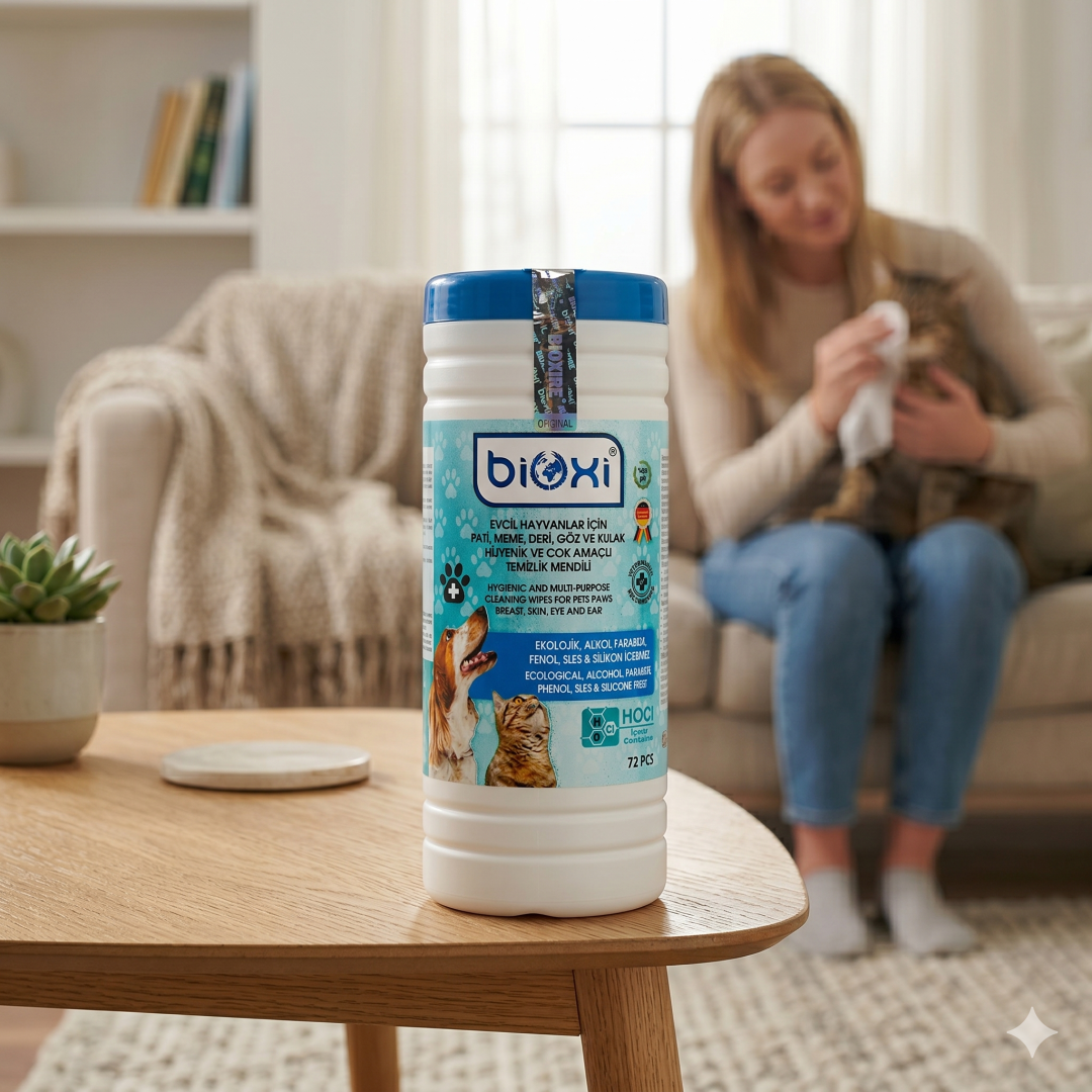 Bioxi® Evcil Hayvanlar İçin Hijyenik ve Çok Amaçlı Temizleme Silindir Kova Mendil