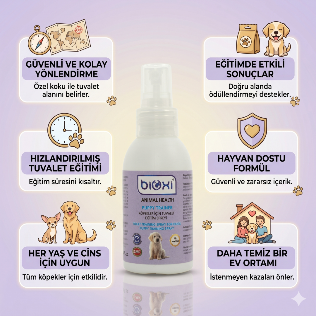 Bioxi® Puppy Trainer Tuvalet Eğitim Spreyi 100 ML - Köpekler İçin Etkili ve Güvenli Eğitim Çözümü