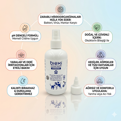 Bioxi® Animal Health Sprey  - Deri, Meme, Göz ve Kulak Bakım Ürünü
