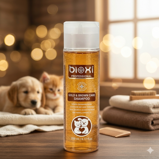 Bioxi® Gold & Brown Care Shampoo  – Altın ve Kahverengi Tüylü Kedi ve Köpekler İçin Bakım Şampuanı