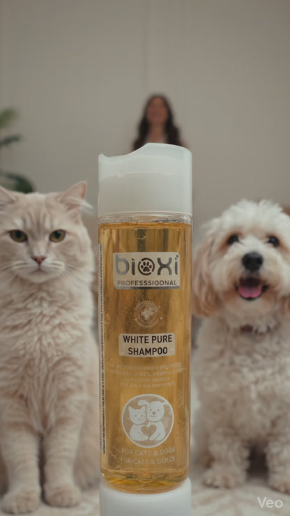Bioxi® White Pure Shampoo – Beyaz ve Açık Renk Tüylü Kedi ve Köpekler İçin Bakım Şampuanı